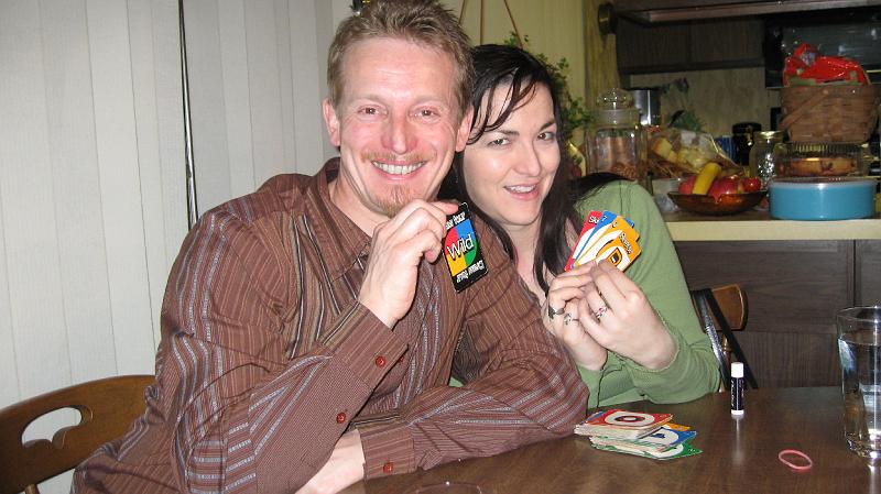 IMG_0856.JPG - Me and Mark and our secret deck of 1970s UNO cards....